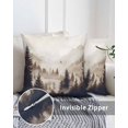 thumbnail image 3 of Waterproof Outdoor Throw Pillows with Inserts 16"x16" Set of 2, Black Forest Soft Decorative Pillowcases for Couch Bedroom, Silhouettes Foggy Grey Pine Tree Cabin Pillow Covers for Sofa Living Room, 3 of 8