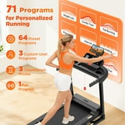 Folding Treadmill w/ Incline, 3.5HP Treadmill for Home w/ 330lb Capacity, 71 Programs