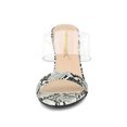 thumbnail image 6 of BLISSFUL STEP Women's Snake Print Snakeskin Block Heels Sandals White Snakeskin 11, 6 of 8