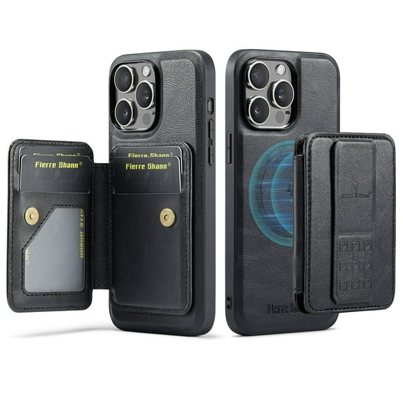 Allytechgroup 2-in-1 Wallet Case for Apple iPhone 14, Detachable Cards Holder Magnetic Back Cover Premium PU Leather Shockproof Phone Case for Women Men, Black