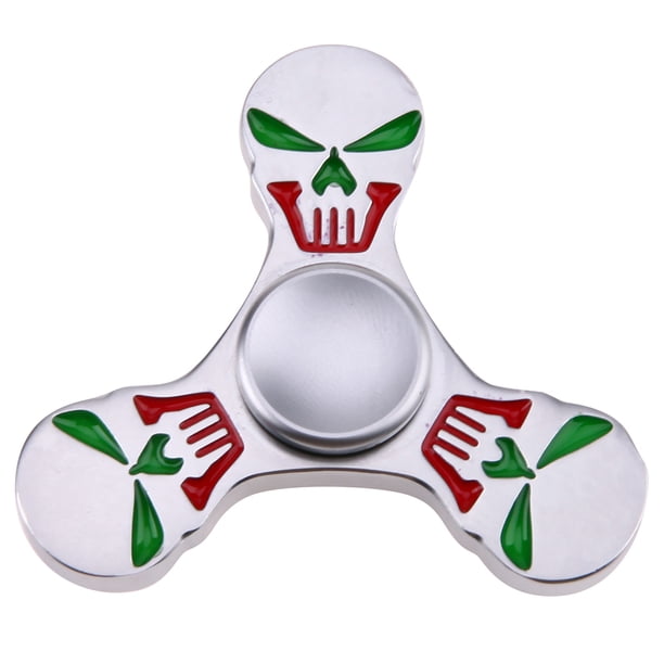Juguete Giroscópico Cabeza de calavera de aleación, giroscopio giratorio de mano luminoso, giroscopio de dedo (plata) Likrtyny libre de BPA