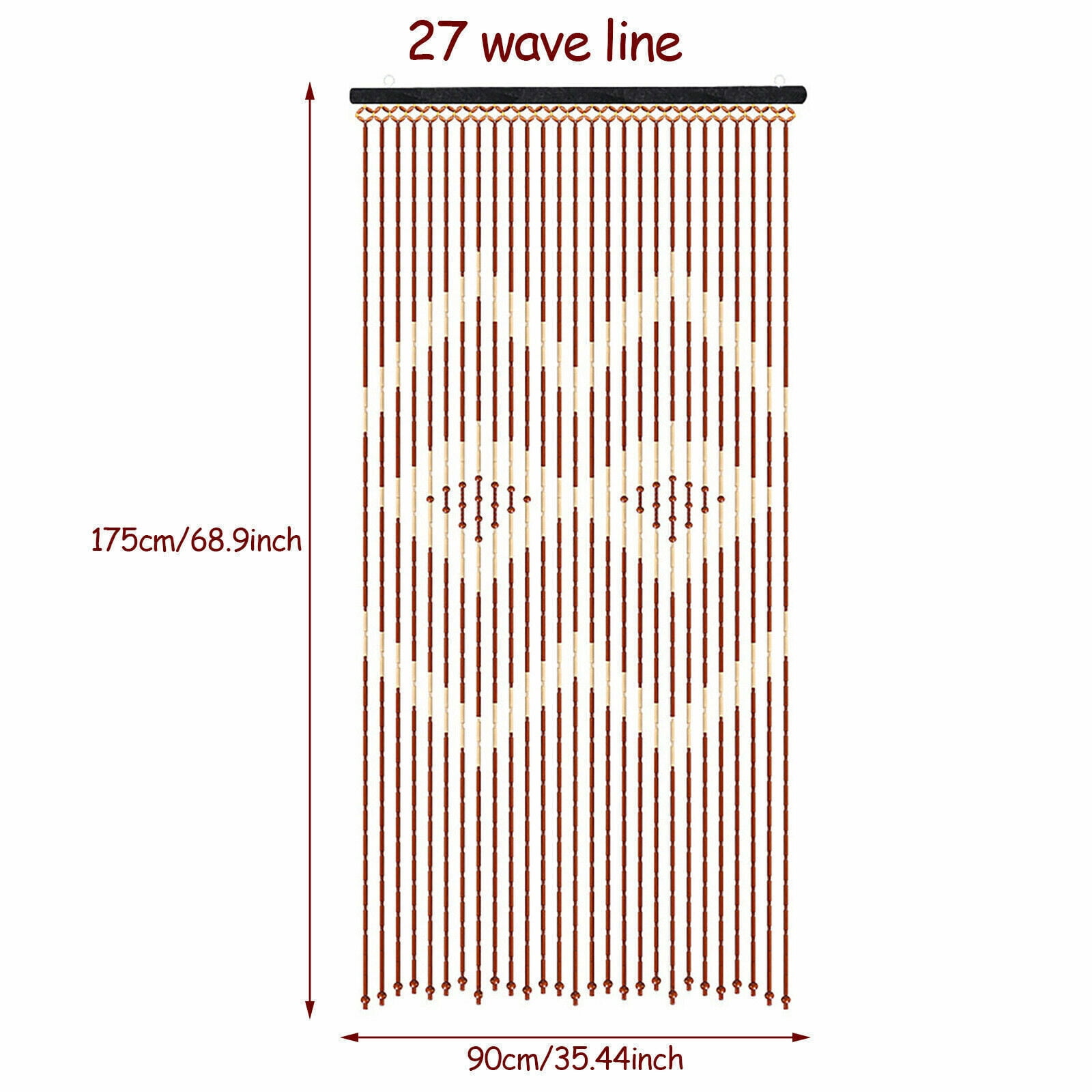Natural Wood Bamboo 27 Lines Beaded Curtain Bedroom Bath Doorway Porch Divider Curtain