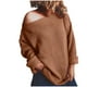 thumbnail image 1 of Gibobby Suéter de Punto Suéter de mujer con hombros descubiertos, manga larga, informal, de Color sólido, de punto, para vacaciones, invierno, suéter suelto, Tops (Café, S), 1 of 5