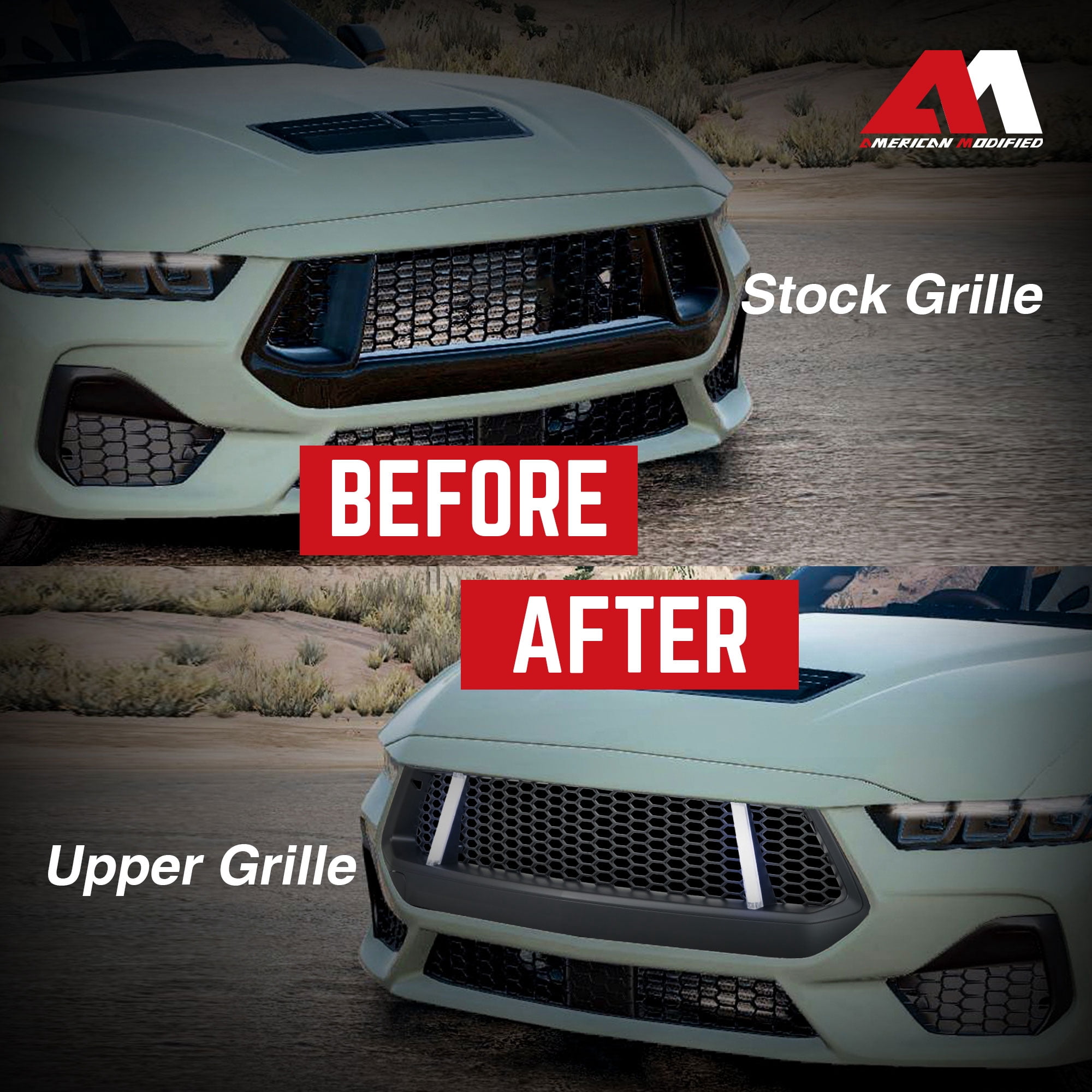 AMERICAN MODIFIED Front Grille w/LED DRL for 2024+ Mustang EcoBoost & GT