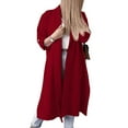 thumbnail image 2 of SAYOO, gabardina abierta por delante para mujer, cárdigan largo de manga 3/4 informal holgado de Color sólido para ropa de calle de otoño SAYOO  moda, 2 of 5