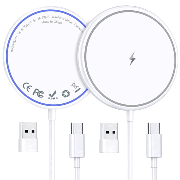 Famoo 2-Pack Magnetic Wireless Charger Compatible for iPhone17/ 16/15/14/13/12 Pro Max Plus , 15W Fast Magnetic Charging Pad with USB-C Cable (White)