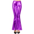 thumbnail image 3 of Tauxra High Waist Flare Pants for Women, Bottom with Pockets, Shiny Polyester, Long Dress for Casual Wear, 3 of 7