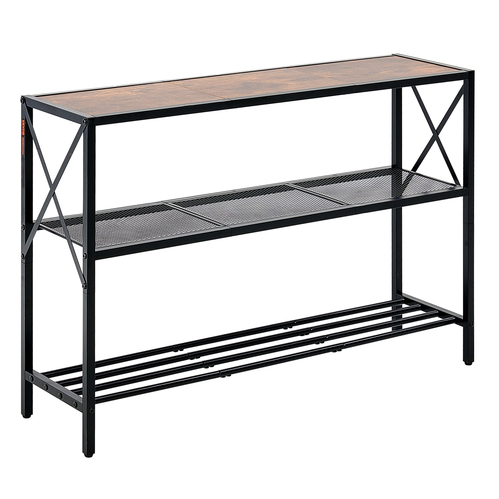 VEVOR Narrow Console Sofa Table, 41.7 inches Behind Couch Table, 3-Tier Long Entryway Table and Skinny Hallway Table, Narrow Sofa Table with Metal Frame, for Entryway, Hallway, Living Room & Bedroom