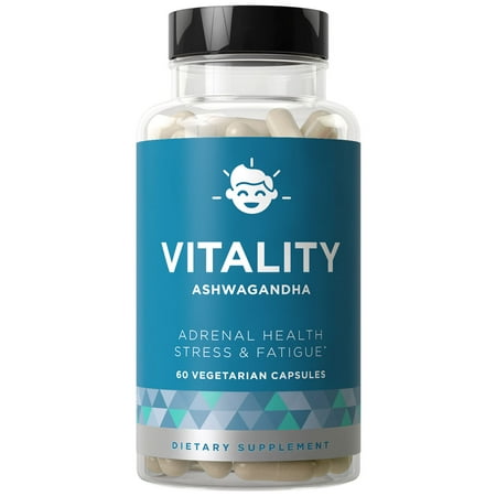 Natural Vitality Energy VITALITY Adrenal Support & Fatigue Fighter - Fast-Acting Strength, Stress Relief, Healthy Cortisol, Focused Energy - Ashwagandha, Magnesium, L-Tyrosine - 60 Vegetarian Soft Capsules ()