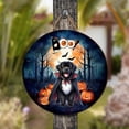 thumbnail image 4 of Happy Halloween Vampire Newfoundland BOO with Pumpkins Fun and Spooky Round Wood Sign Newfie Dog Lover Gifts Hanging Wall Home Decor - 00018, 4 of 5