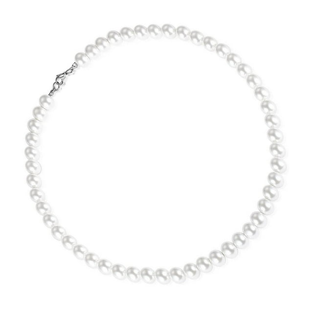 Collar de perlas de imitación para hombres y mujeres, collar de cadena de clavícula elegante a la moda, joyería para citas de bodas de 19,7 pulgadas