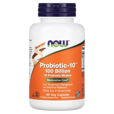 NOW Foods Probiotic-10 100 Billion - 60 Veg Capsules - Immune Support