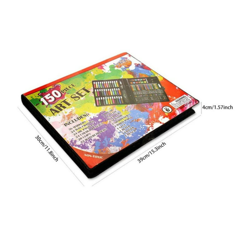 H8wa Pack Of 150 Art Set In Wooden Case With Oil Pastels