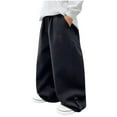 thumbnail image 2 of UQJfacai Boys Baggy Sweatpants Kids Wide Leg Pants Casual Elastic Waist Trousers with Pockets Fashion Y2K Streetwear 5-15 Years, 2 of 6