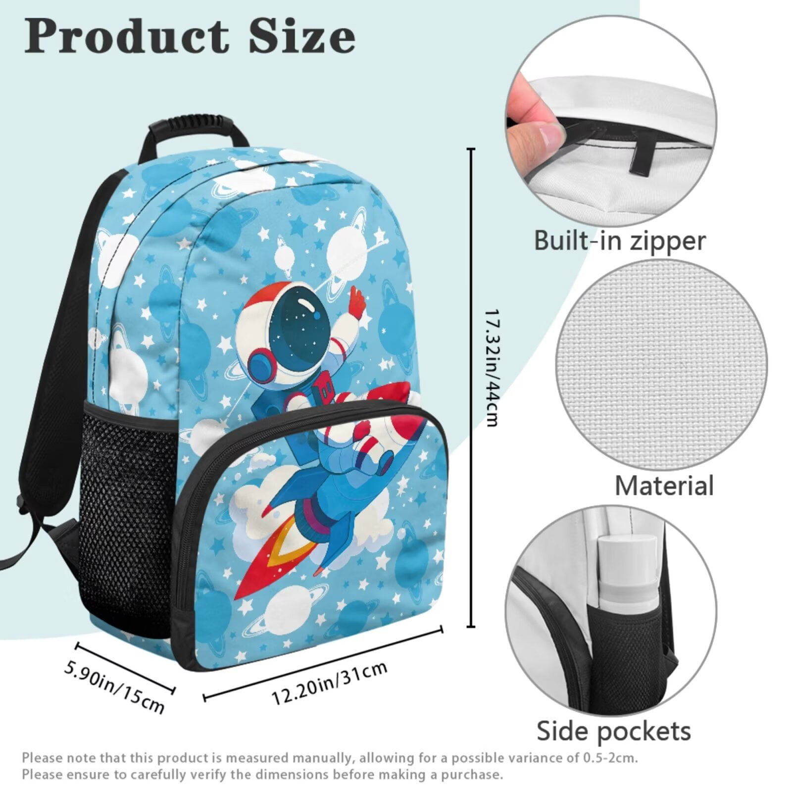 Pzuqiu Cartoon Rocket Print School Backpack Set for Girls Back Pack with Lunch Box Pencil Case 2pcs Bookmark,4 Pcs Large17 Inch Travel Back Pack Casual Daypack Backpacks for Kids