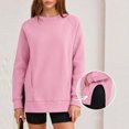 thumbnail image 6 of Binmer Women’s Solid Color Crew Neck Raglan Long Sleeve Sweatshirt, Casual Pullover Top With Side Slit Hem,Sizes S-3XL, 6 of 9