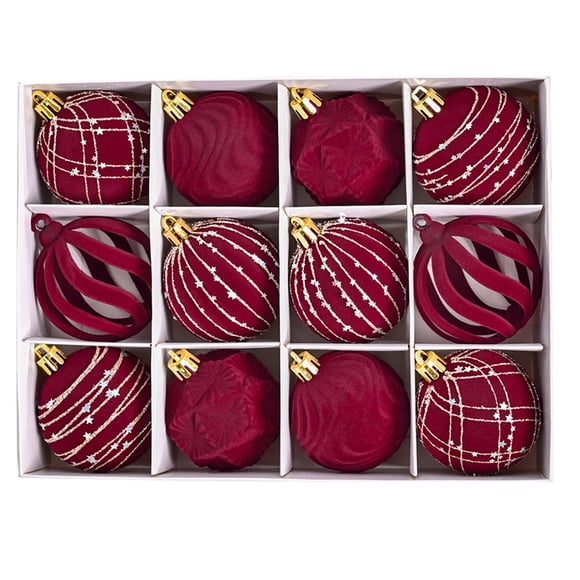 Christmas Tree Decorations 12Pcs Plush Ball Christmas Party Venue Decoration Christmas Tree Decoration Christmas Accessories Christmas Tree Ornaments