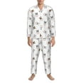 thumbnail image 3 of Fuzoiu Bbaseball Dog Print Men's Long-Sleeved Pajama,Lounge Button Down Nightwear,Mens Notch Collar Pajama Set -Small, 3 of 7