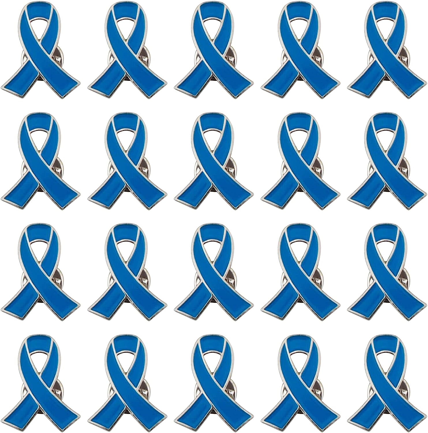 Blue Ribbon Pin, 20 Pcs Colon Cancer Awareness Ribbons Lapel Pins Hope