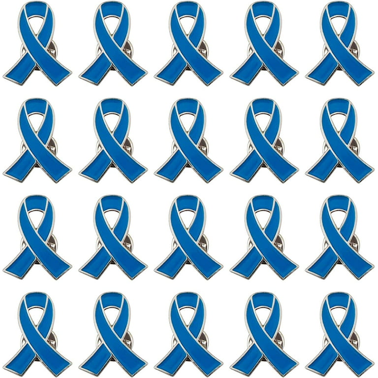 Light Blue Cancer Ribbon Heart Pin - Pack of 10 - Celebrate Prints Glitter Light Blue