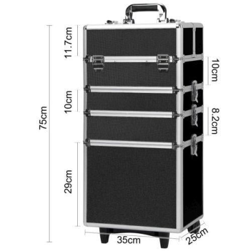 Rolling Makeup Train Case, Black Leopard Pattern photo 3