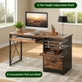 thumbnail image 6 of Bestier 47 inch Computer Desk with Storage File Drawer & Keyboard Tray, Home Office Writing Desk Work Study Table for Small Space, Rustic Brown, 6 of 12