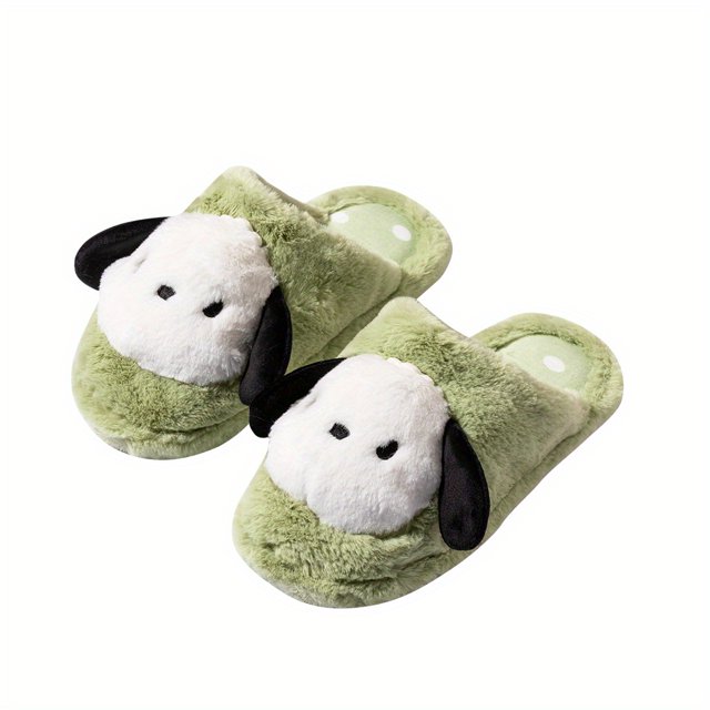 Miniso Sanrio Personajes Kuromi Kuluomi Pantuflas de felpa, Kawaii Punta cerrada Zapatillas cálidas y novedosas, Zapatillas de casa para mujer