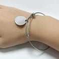 thumbnail image 6 of 20cm~23cm Stainless Steel Round Silver Bracelet Women's Charm Bangle Adjustable, 6 of 6
