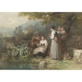 thumbnail image 2 of Karel Frans Philippeau 14x11 Black Ornate Wood Framed Double Matted Museum Art Print Titled: Group of Fishing Italian Women (1835 - 1897), 2 of 5