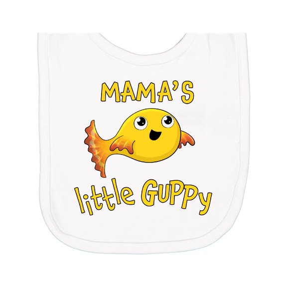 Inktastic Mama's Little Guppy Cute Yellow Fish Newborn Bib