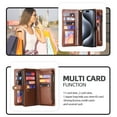 thumbnail image 2 of 2 In 1 Wallet Phone Case for Apple iPhone 14, Detachable Magnetic Back Cover with Cards Holder Zipper Pocket Hand Wrist RFID Blocking Snap Closure Shockproof Case for iPhone 14, Brown, 2 of 7