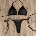 thumbnail image 2 of Mlqidk Women Sexy Halterneck Tiny Mini Micro Bra Charming Bikini G String Bottom Beachwear 2 Pieces,Black M, 2 of 5