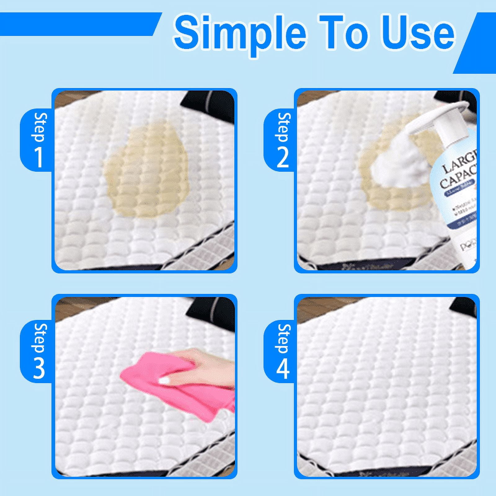 5 Packs Powerful Mattress Cleaner for Stains and Odors Sofa Upholstery Cleaner Spray No Water Needed 300ml Fast Acting Formula for Pets and Adults