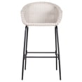 thumbnail image 3 of Ladd Outdoor Metal Wicker Barstool, Light Gray Faux Rattan with Black Iron Frame, 29.5-Inch Height, Set of 2 for Patio, Deck or Bar Counters, 3 of 9
