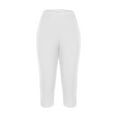 thumbnail image 4 of Fartey Womens Fashion Ribbed Knit Capri Leggings Summer Casual Knee Length Yoga Pants Solid Color Hollow Out Tummy Control 3/4 Trousers, 4 of 6