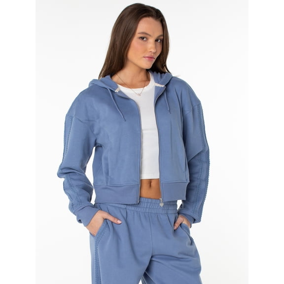 Celebrity Pink Women's and Women's Plus Zip Front Fleece Hoodie Sweatshirt, Sizes XS-4X