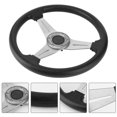 thumbnail image 3 of Universal Racing Steering Wheel, 14Inch 6 Bolt Anti Slip PU and Aluminum Gaming Steering Wheel with Horn Button for Racing / Car Sim Driving / JDM Sports Racing Steering Wheel, 3 of 7