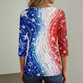thumbnail image 7 of 4th Of July Womens Summer Tops Patriotic 3/4 Length Sleeve Womens Tops 250 Anniversary Usa Flag Button Henley V Neck Independence Day American Flag Stars Striped Tee Tops Royal Blue XL, 7 of 7