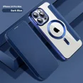thumbnail image 1 of Electroplated Flip Leather Case for iPhone 16 15 14 13 12 11 Plus Pro Max for Magsafe Wireless Charging Protection Luxury Cover Dark Blue For iPhone 11Pro Max, 1 of 5