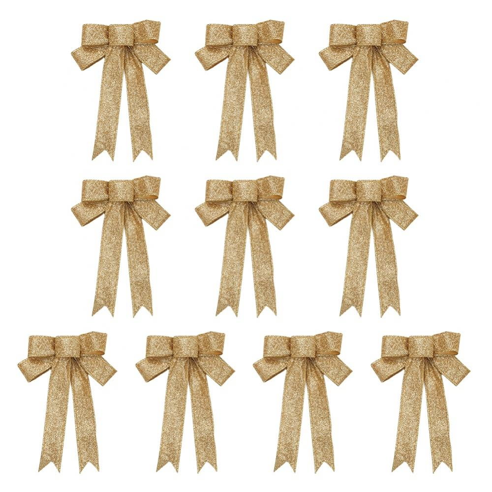 Party Supply Gifts /& Presents Wrapping Hanging Door Decor with Wire Silver Christmas Tree CHDHALTD 5 Pack Christmas Bow for Santa Decorations