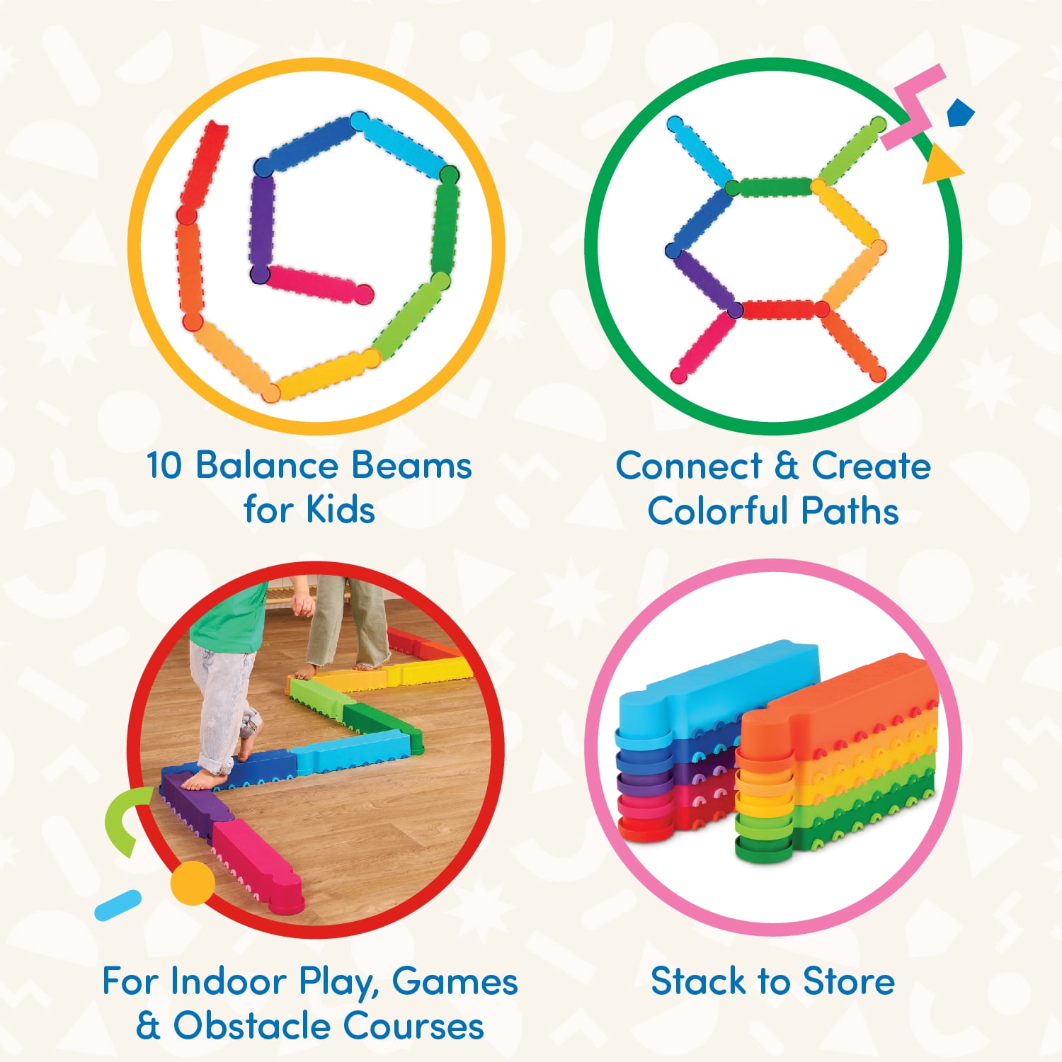 Battat Rainbow Ridge Balance Beams Active Playset with 10 Plastic Pcs, Toddler and Preschool Toys  (图4)
