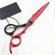 thumbnail image 2 of Tijeras de entresacar profesionales de 15 cm (6 pulgadas) de acero japonés 440C, rojas, para peluquería, con filo de navaja., 2 of 5