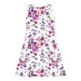 thumbnail image 4 of Spazoro Little & Big Girls A-Line Dress, Crew Neck Floral Print Sleeveless 2025 New Style Summer Dresses for Child Girls Multicolor Size 7 T, 4 of 7
