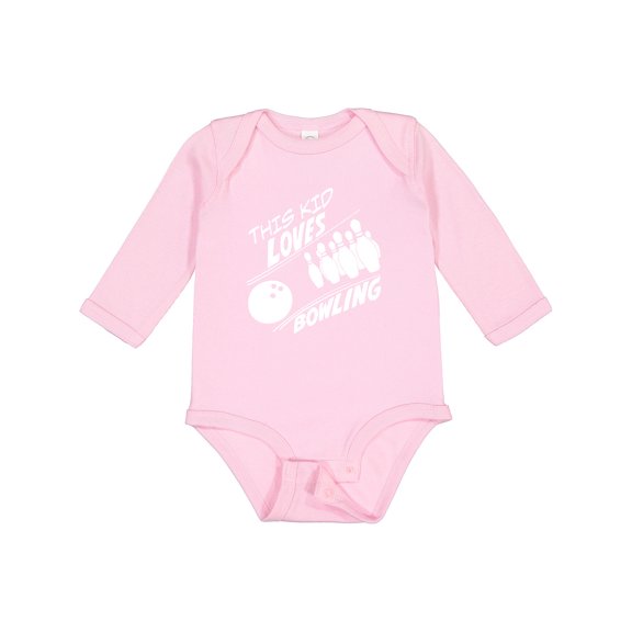 Inktastic This Kid Loves Bowling Boys or Girls Long Sleeve Baby Bodysuit