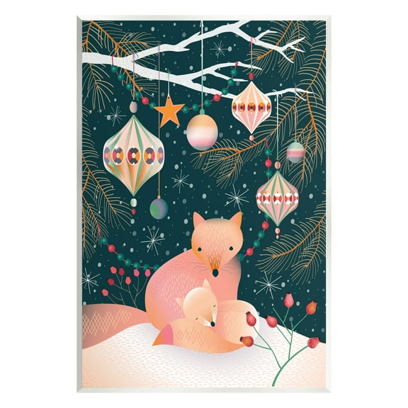 Stupell Industries Winter Foxes Beneath Tree Holiday Painting Unframed Art Print Wall Art, 10 x 15