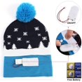 thumbnail image 4 of Gorro de punto con luz LED, colorido gorro de punto navideño, gorro luminoso de invierno, gorro unisex para nieve, suave y cálido, para deportes, fiestas, camping, trotar, ciclismo, 2 piezas (LET IT SNOW+ Elder Elk) Rojo Verde, 4 of 5