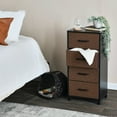 thumbnail image 3 of Household Essentials Dresser Tower Chest of Drawers Black Oak Wood Grain with 4 Brown Strorage Drawers, 3 of 7