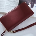 thumbnail image 5 of Wallet for Women, Slim Ladies PU Leather Ladies Wristlet with Card slots id Zipper Coin Purse - Burgundy, 5 of 6