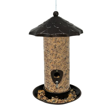 Deluxe Tube Feeder  360-Degree Feeding Tray and Ports  Large Sized - 13.5 x 8 inches and 9-cup Seed Capacity  For Ground Feeders and Small Birds