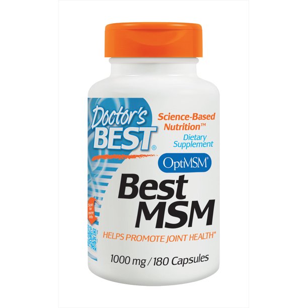 Doctor's Best MSM with OptiMSM, NonGMO, Gluten Free, Joint Support, 1000 mg, 180 Caps Walmart